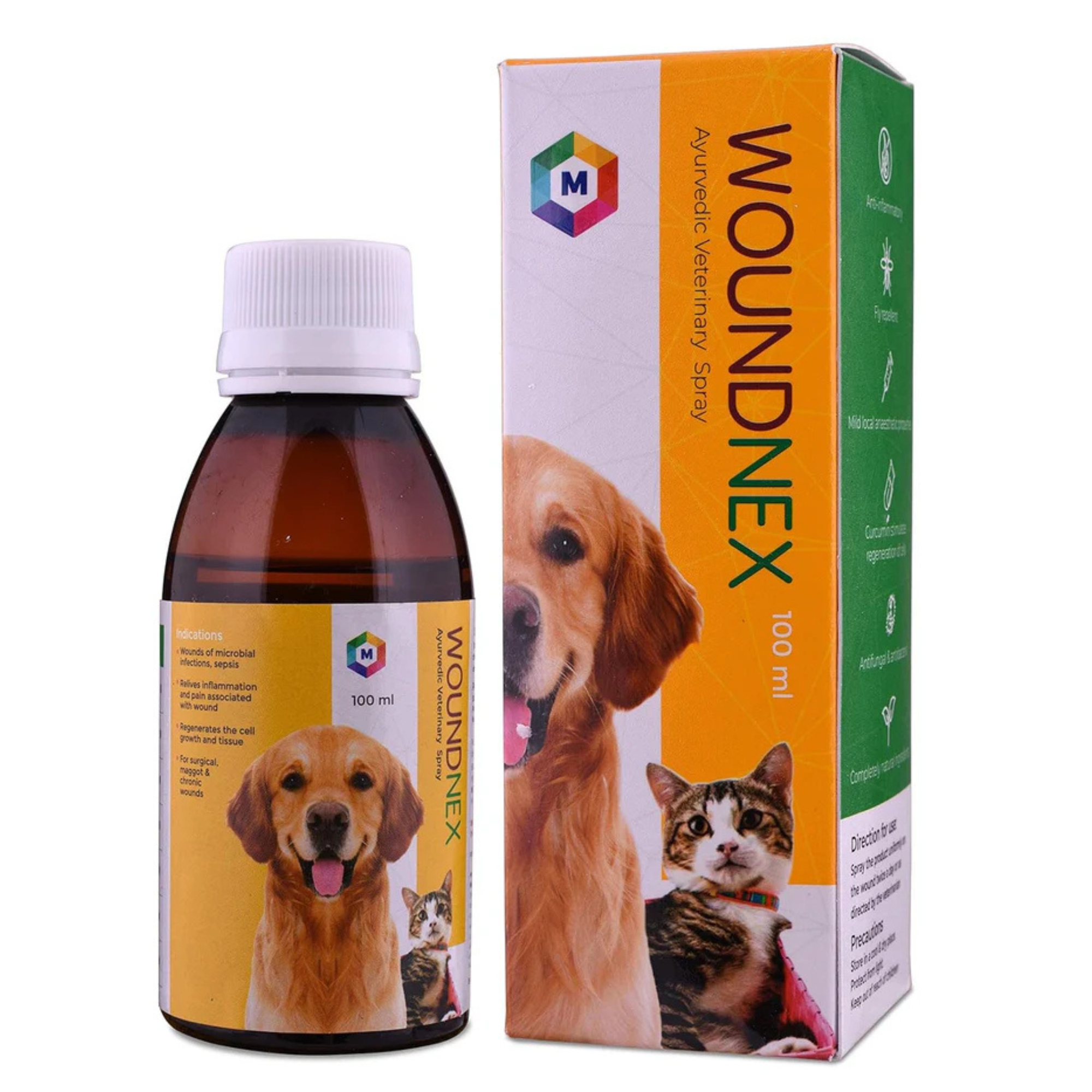 WoundNex Spray for Dogs & Cats | Natural Antiseptic Spray for Skin & Coat | Promotes Quick Recovery from Cuts, Wounds, and Skin Infections | Safe for Puppies & Kittens | 100ml