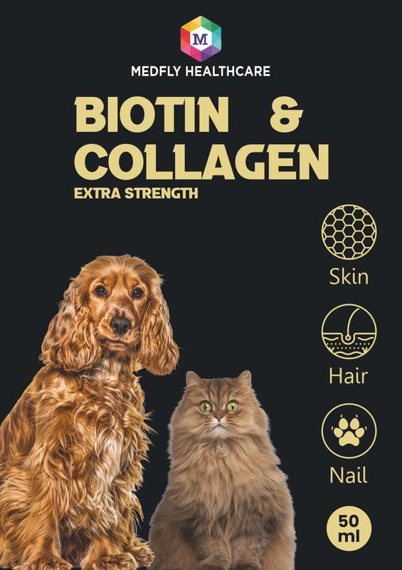 Biotin for Dogs & Cats | Collagen Supplement Drops for Healthy Skin, Coat, and Hair Growth | 50ml, Plant-Based & Fast-Acting Formula