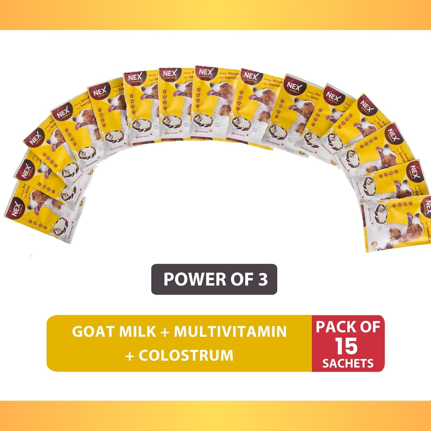 Goat Milk + Multivitamin + Colostrum (Immunity Booster) for Dogs | Essentials Vitamins & Minerals for Immunity Booster, Bones, Skin, Hair & Gut Health for Dogs - Pack of 15 Sachets