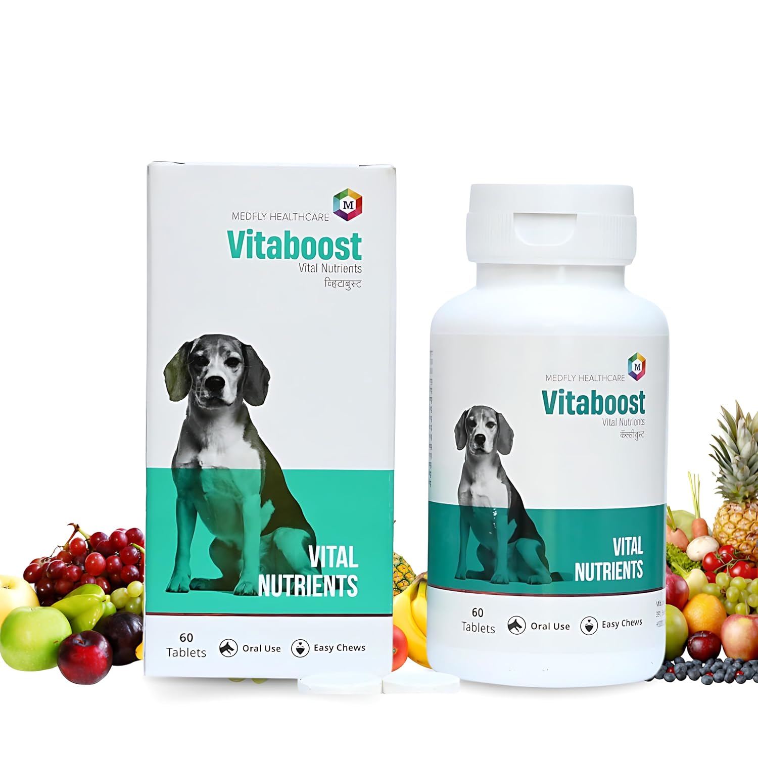 Vitaboost Multivitamins and Minerals Supplement for Dogs - Promotes Hair Loss Control, Skin & Coat Health, Faster Growth & Recovery - Pack of 60 Tablets
