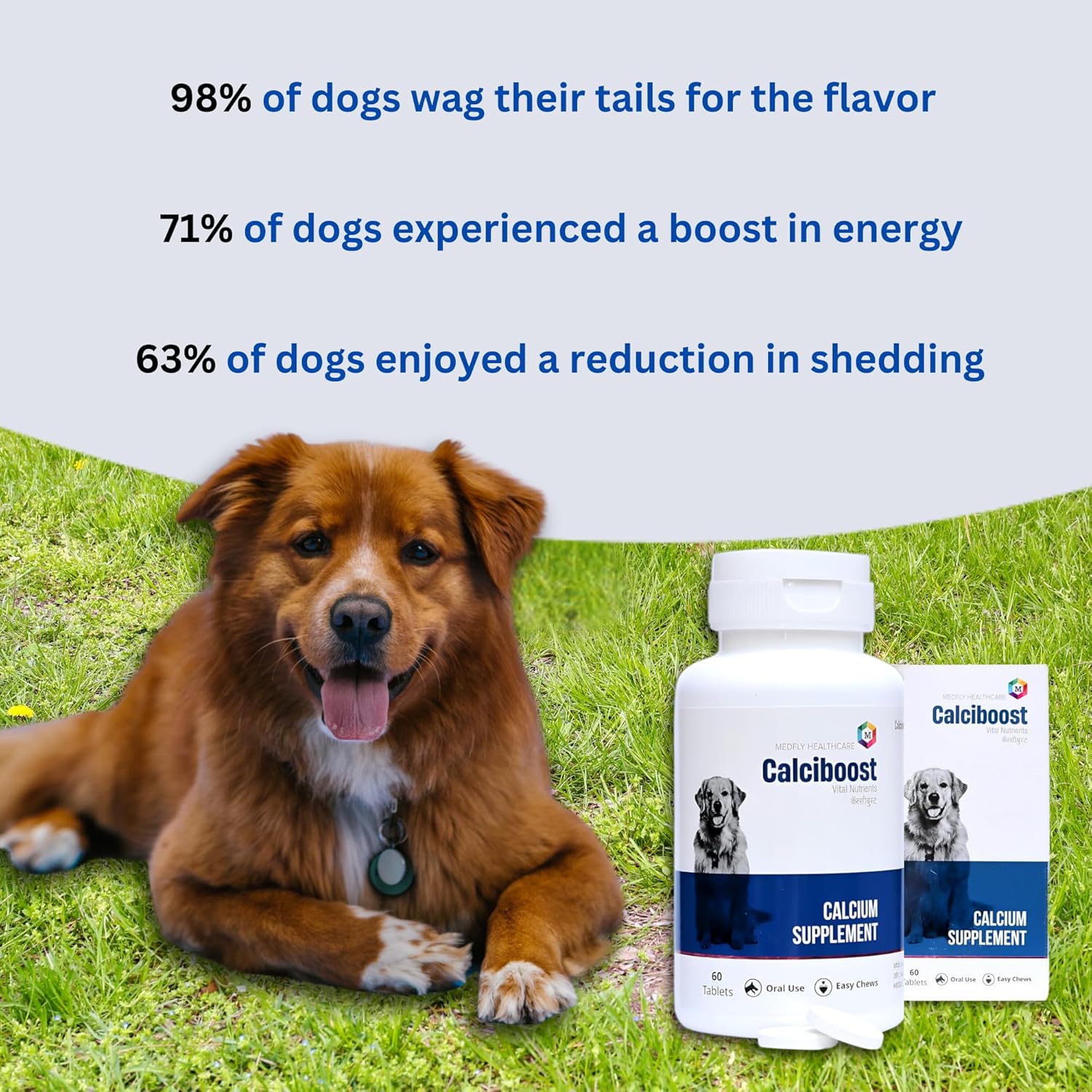 Dog Calcium Tablets – 60 Count | Calcium Supplement for Dogs | Supports Strong Bones & Teeth | Promotes Joint Health | Easy-to-Feed, Highly Palatable Supplement for Dogs