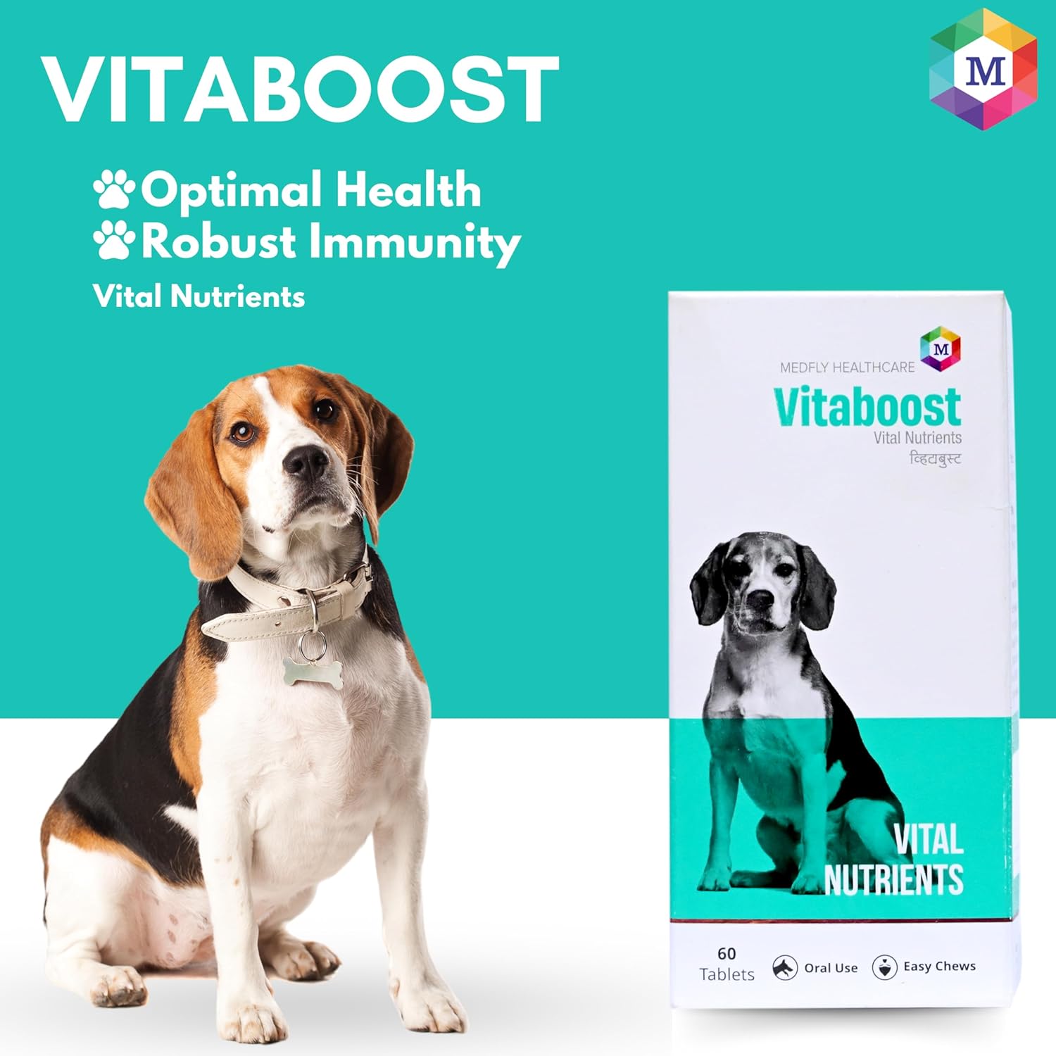Vitaboost Multivitamins and Minerals Supplement for Dogs - Promotes Hair Loss Control, Skin & Coat Health, Faster Growth & Recovery - Pack of 60 Tablets