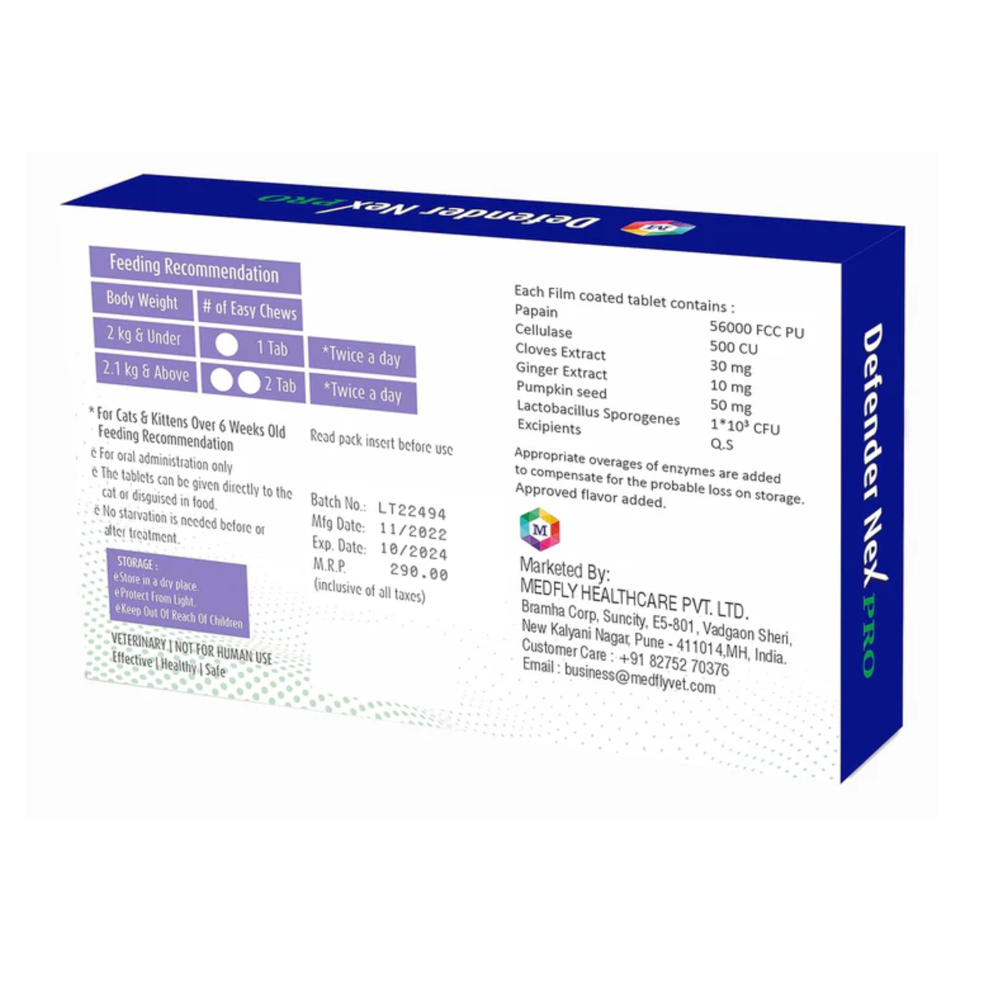 Defender Nex Pro Natural Dewormer for cat of All Life Stages (10 Tablets) Pack of 1