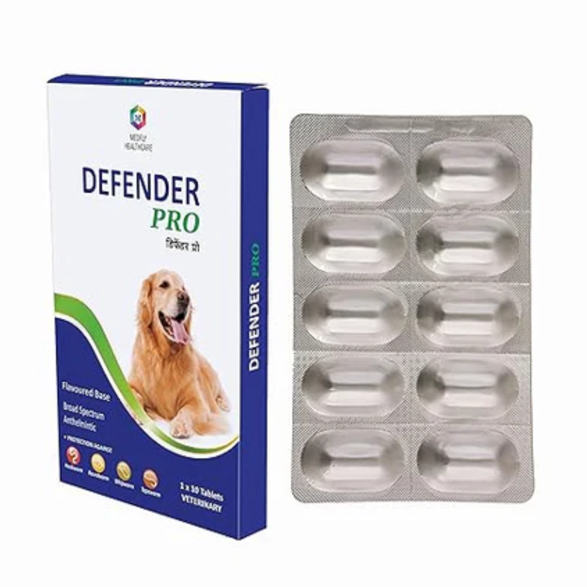 Defender Pro Deworming Tablet for Dogs of All Life Stages | Natural & Herbal Ingredients | Effective Formula to Kill & Expel Parasites | 10 Tablets Per Pack