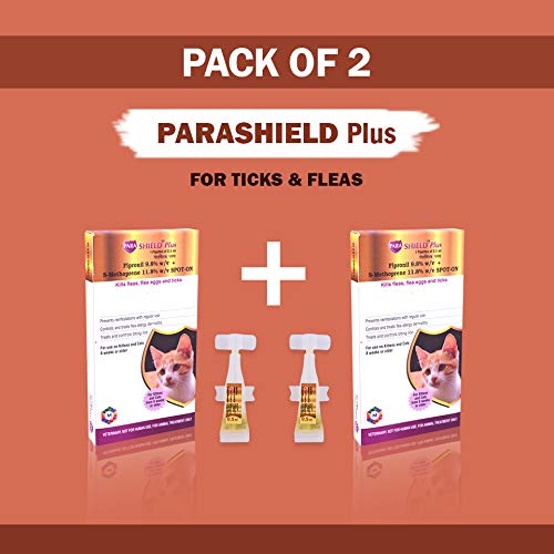 Spot On Treatment for Cats (Pack of 2) | Fipronil Formula for Effective Tick, Flea, and Lice Prevention | Keeps Cats and Kittens Healthy and Happy