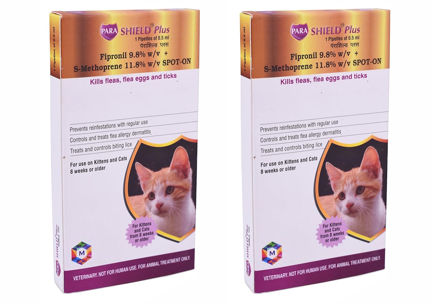 Spot On Treatment for Cats (Pack of 2) | Fipronil Formula for Effective Tick, Flea, and Lice Prevention | Keeps Cats and Kittens Healthy and Happy
