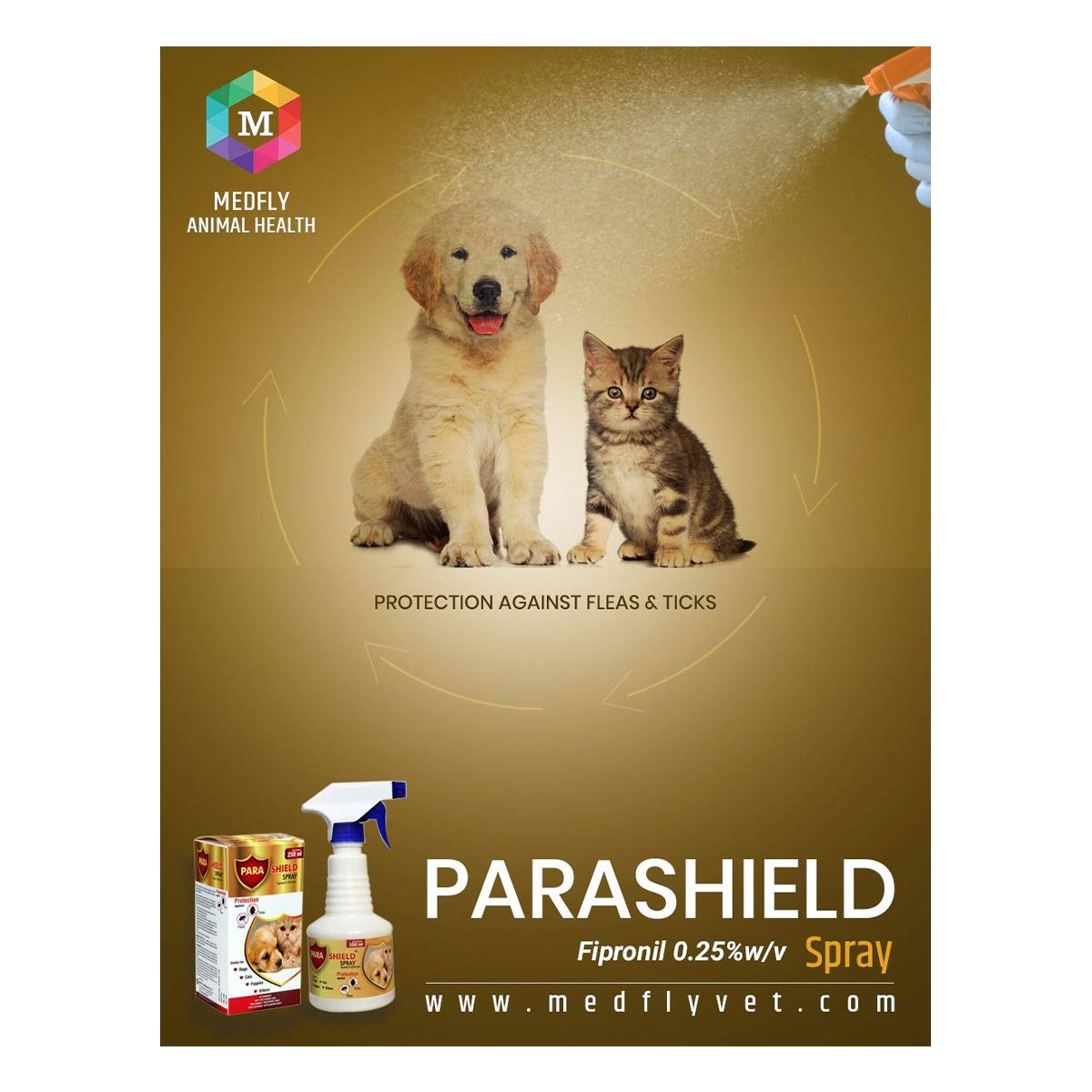 Medfly Healthcare Parashield Spray for Ticks and Fleas